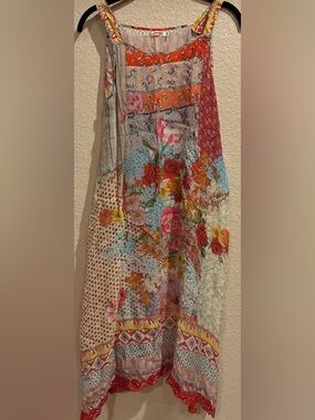 Johnny Was Orange, Blue, Red Patterned Blouse